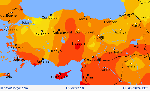 UV derecesi Tahmin Haritaları