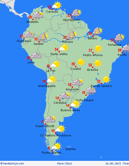 genel açıklama  Güney Amerika Tahmin Haritaları