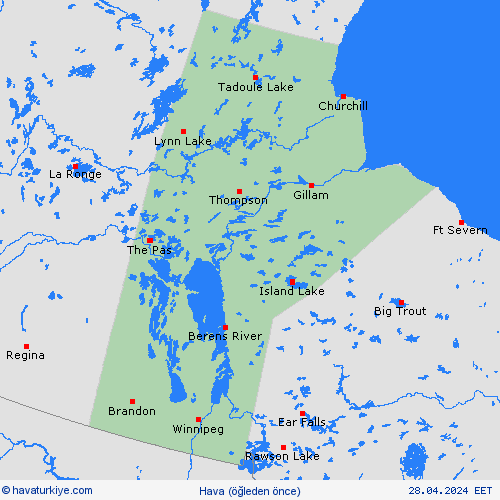 genel açıklama Manitoba Kuzey Amerika Tahmin Haritaları