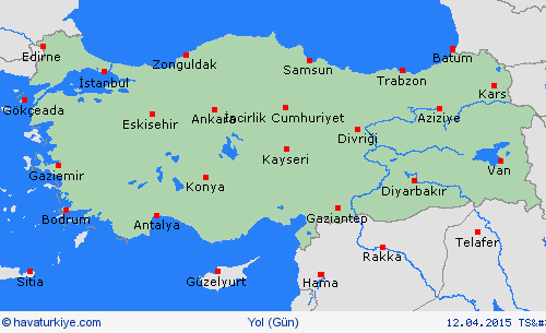 yol koşulları  Türkiye Tahmin Haritaları