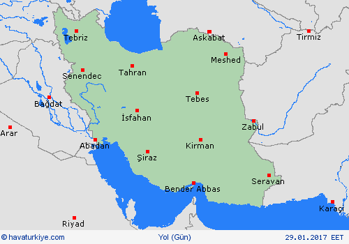 yol koşulları İran Asya Tahmin Haritaları