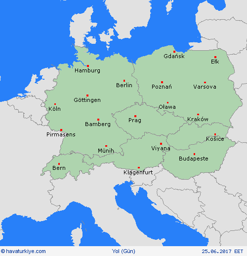 yol koşulları  Avrupa Tahmin Haritaları