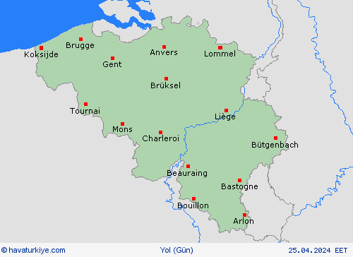 yol koşulları Belçika Avrupa Tahmin Haritaları