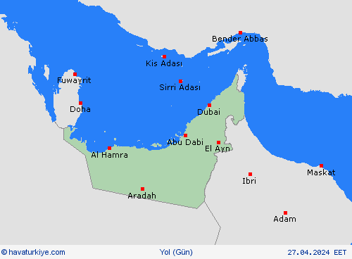 yol koşulları Birleşik Arap Emirlikleri Asya Tahmin Haritaları