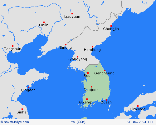 yol koşulları Güney Kore Asya Tahmin Haritaları