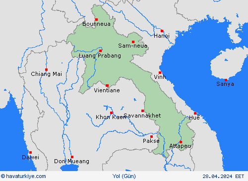 yol koşulları Laos Asya Tahmin Haritaları
