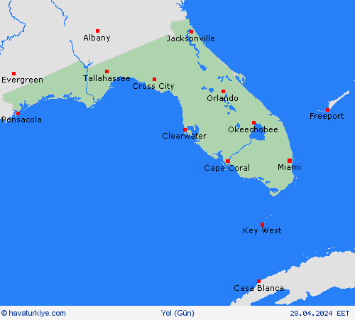 yol koşulları Florida Kuzey Amerika Tahmin Haritaları