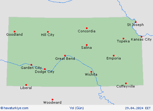 yol koşulları Kansas Kuzey Amerika Tahmin Haritaları