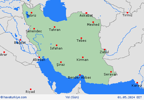 yol koşulları İran Asya Tahmin Haritaları