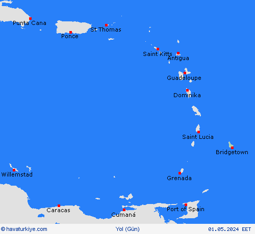 yol koşulları Barbados Güney Amerika Tahmin Haritaları