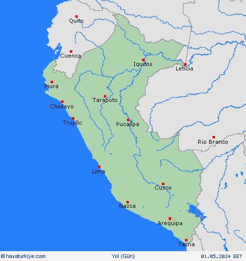 yol koşulları Peru Güney Amerika Tahmin Haritaları