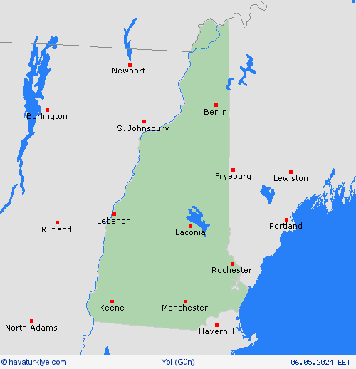 yol koşulları New Hampshire Kuzey Amerika Tahmin Haritaları