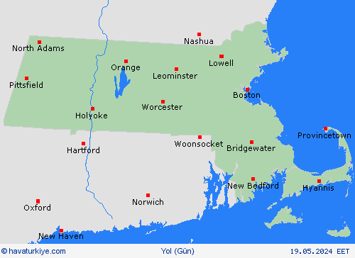 yol koşulları Massachusetts Kuzey Amerika Tahmin Haritaları