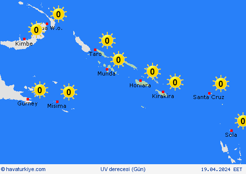 uv derecesi Solomon Adaları Okyanusya Tahmin Haritaları