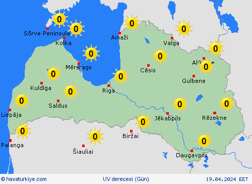 uv derecesi Letonya Avrupa Tahmin Haritaları