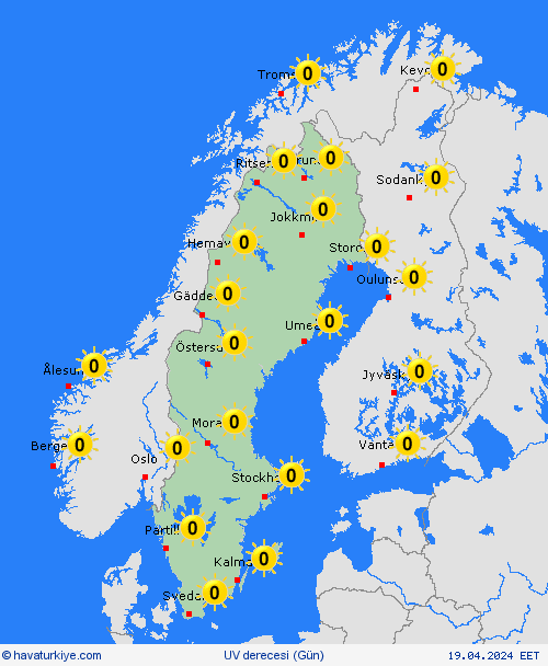 uv derecesi İsveç Avrupa Tahmin Haritaları