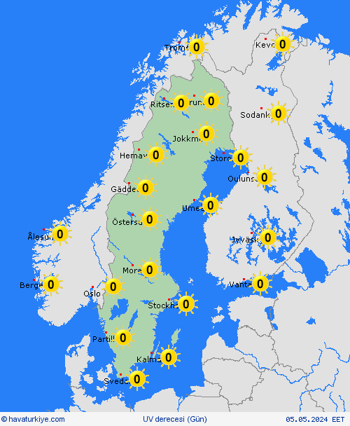uv derecesi İsveç Avrupa Tahmin Haritaları