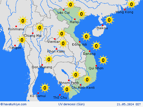 uv derecesi Vietnam Asya Tahmin Haritaları