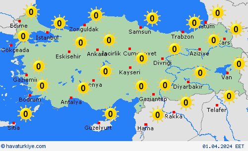  uv derecesi  Türkiye Tahmin Haritaları