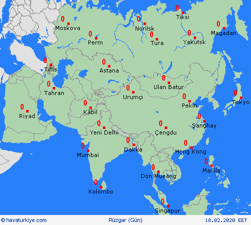 rüzgar  Asya Tahmin Haritaları