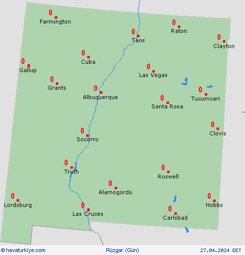 rüzgar New Mexico Kuzey Amerika Tahmin Haritaları