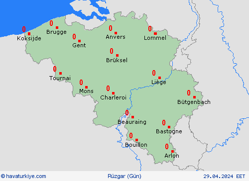 rüzgar Belçika Avrupa Tahmin Haritaları