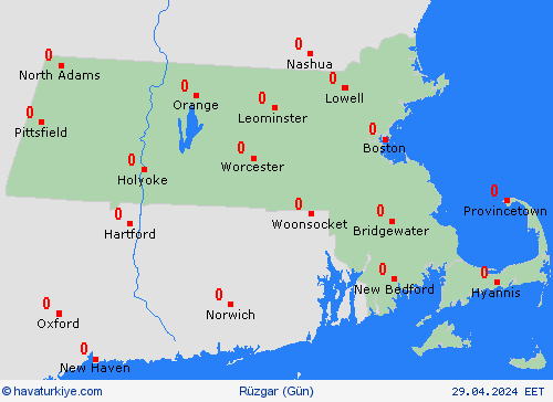 rüzgar Massachusetts Kuzey Amerika Tahmin Haritaları