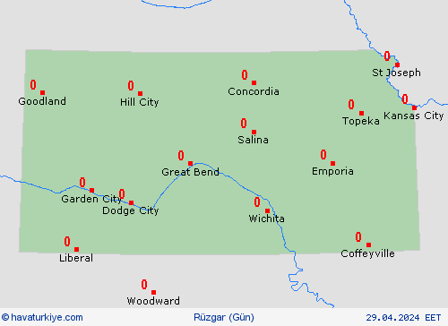 rüzgar Kansas Kuzey Amerika Tahmin Haritaları