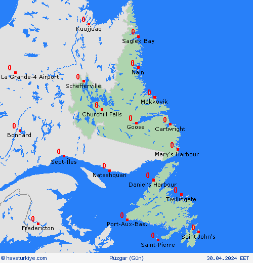 rüzgar Newfoundland Kuzey Amerika Tahmin Haritaları
