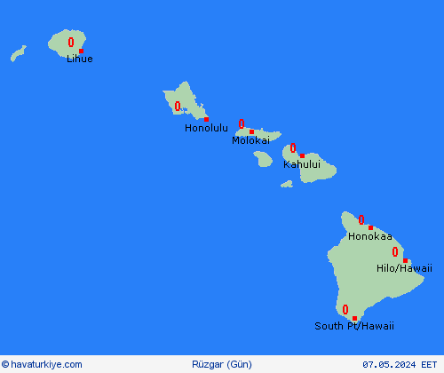 rüzgar Hawaii Okyanusya Tahmin Haritaları