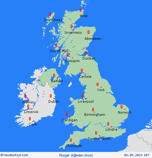 rüzgar Birleşik Krallık Avrupa Tahmin Haritaları