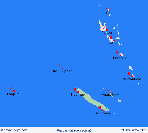 rüzgar Yeni Kaledonya Okyanusya Tahmin Haritaları