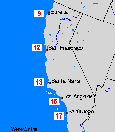 Su sıcaklıkları - Güney Kalifornia - Pzt Nis. 29