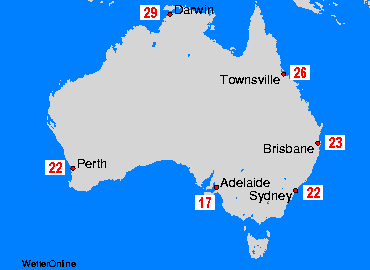 Avustralya Deniz Suyu Sıcaklık Haritası