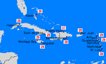 Caribian Deniz Suyu Sıcaklık Haritası