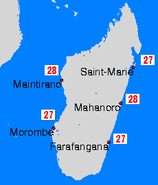 Madagaskar Deniz Suyu Sıcaklık Haritası