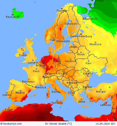 En Yüksek Sıcaklık Tahmin Haritaları