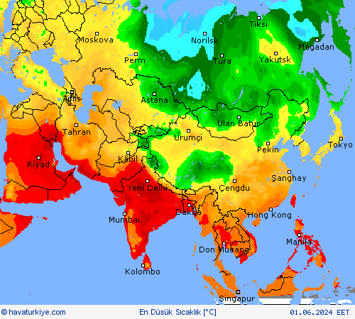 En Düşük Sıcaklık Tahmin Haritaları