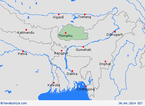  Bhutan Asya Tahmin Haritaları