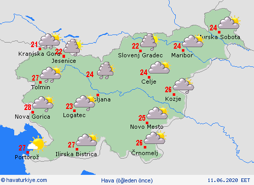 genel açıklama Slovenya Avrupa Tahmin Haritaları