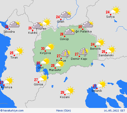 genel açıklama Kuzey Makedonya Avrupa Tahmin Haritaları
