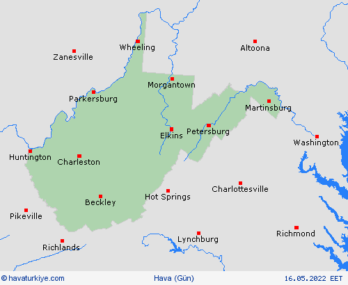 genel açıklama Batı Virginia Kuzey Amerika Tahmin Haritaları