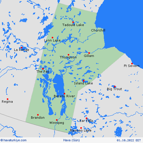genel açıklama Manitoba Kuzey Amerika Tahmin Haritaları