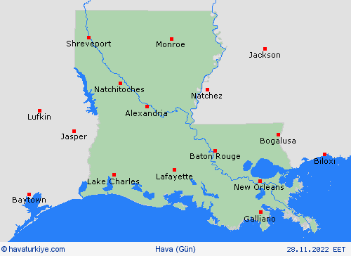 genel açıklama Louisiana Kuzey Amerika Tahmin Haritaları