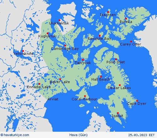 genel açıklama Nunavut Kuzey Amerika Tahmin Haritaları
