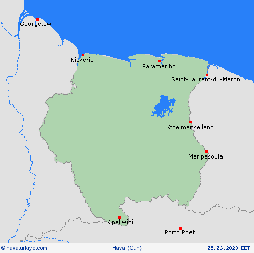 genel açıklama Surinam Güney Amerika Tahmin Haritaları