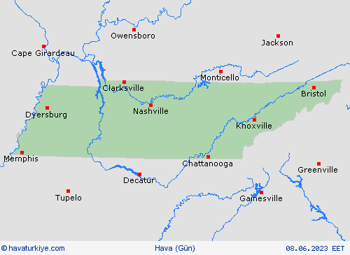 genel açıklama Tennessee Kuzey Amerika Tahmin Haritaları