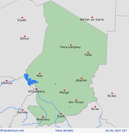 genel açıklama Çad Afrika Tahmin Haritaları