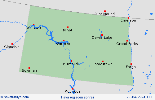 genel açıklama Kuzey Dakota Kuzey Amerika Tahmin Haritaları