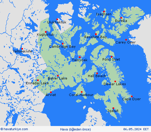 genel açıklama Nunavut Kuzey Amerika Tahmin Haritaları